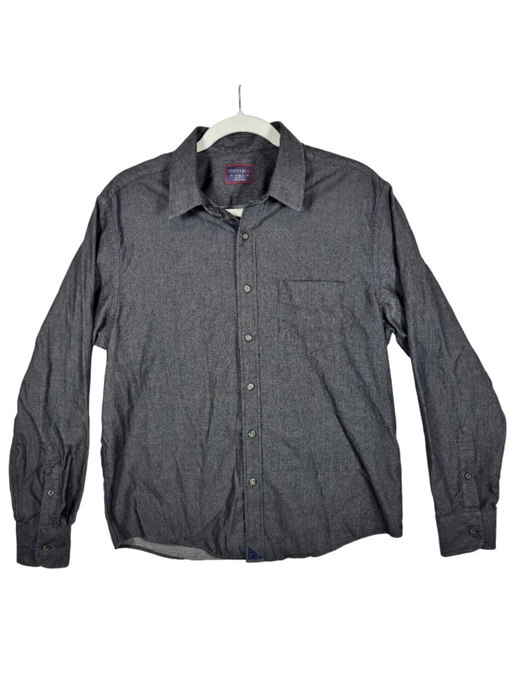 Untuckit Mens Long Sleeve Button-Up Shirt Size M Gray 100% Cotton